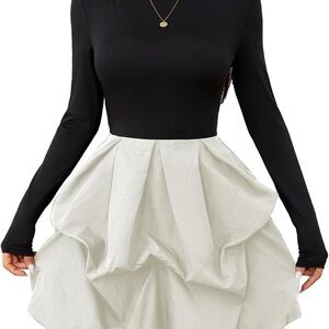 Black and White Long Sleeve Dress